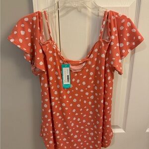 Flattering Kaileigh off the shoulder blouse with crisscross detail on back